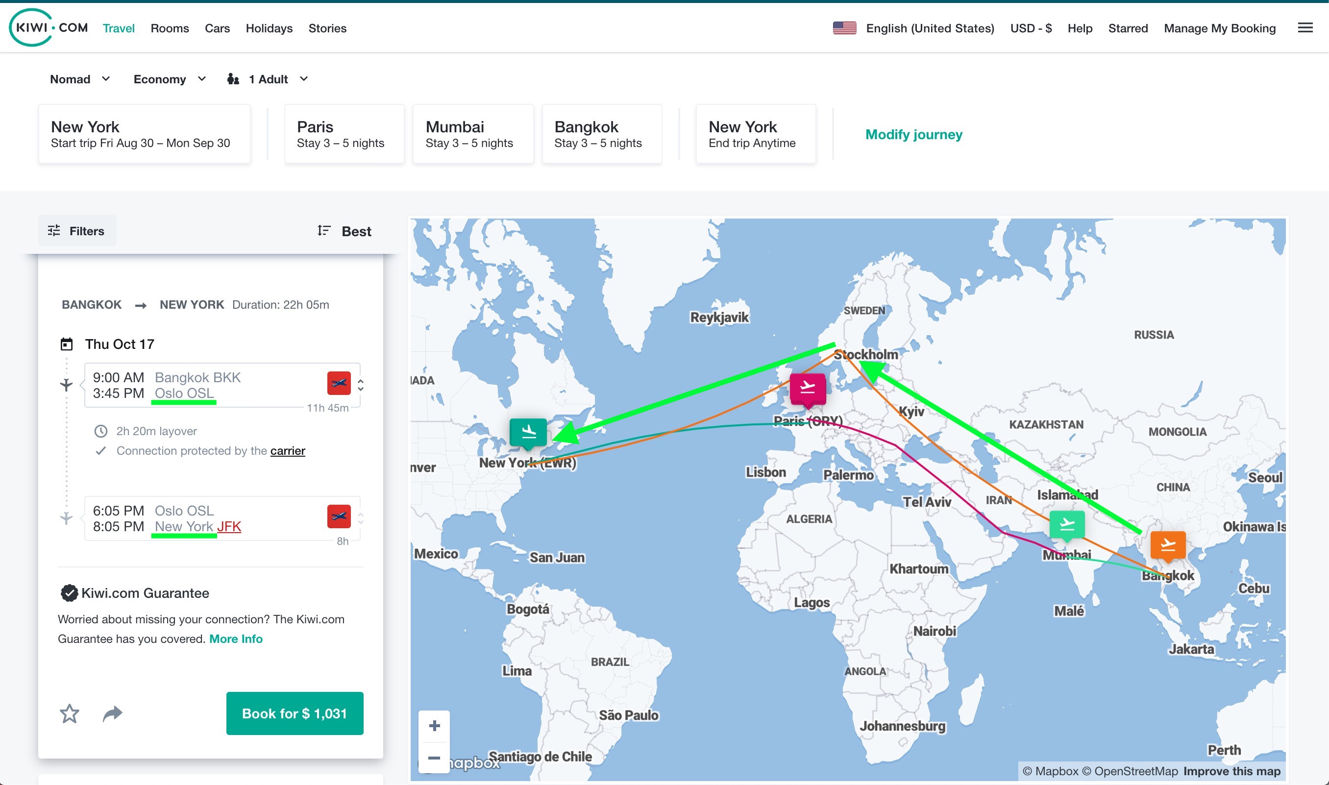 Booking around the world flights